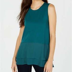 MICHAEL Michael Kors Double-Hem Top Green Size L